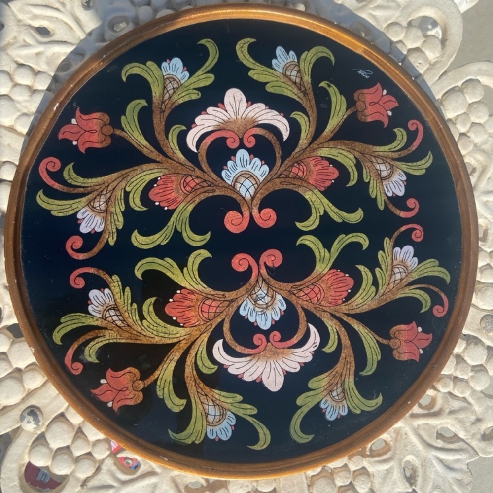 Vintage Round Tray Signed R. Weiss